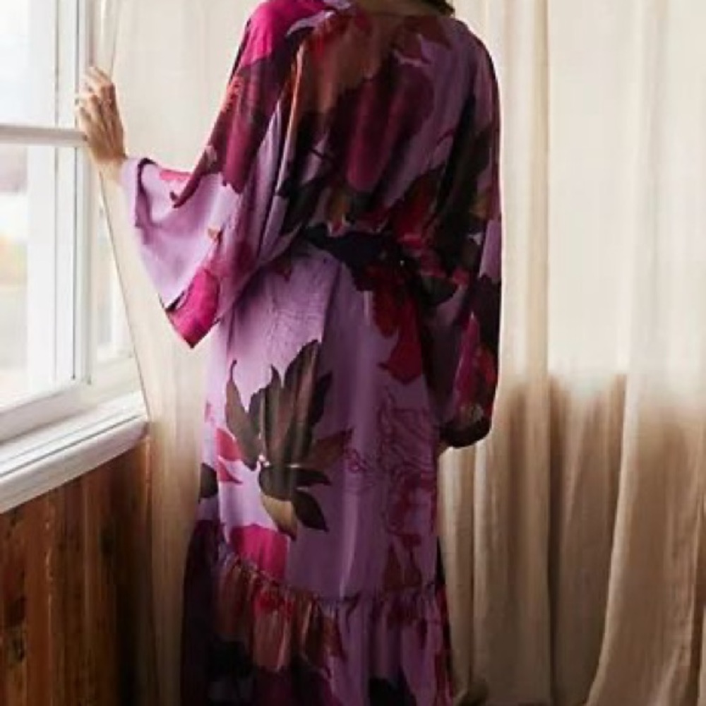 Anthropologie Purple and Pink Floral Robe - Picture 6 of 8